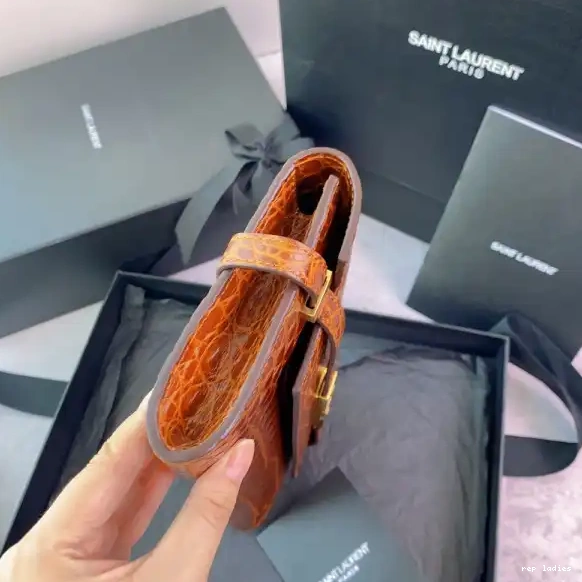 Repzbay REP YSL IN LEATHER CLUTCH MANHATTAN CROCODILE-EMBOSSED 0518